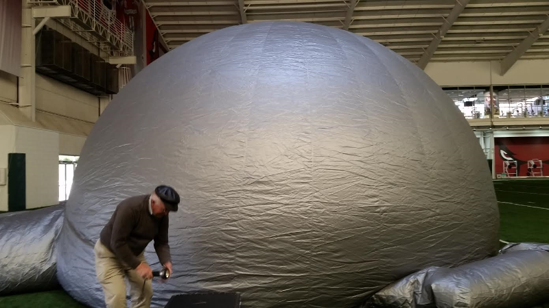 Dr. Hehr inflating the planetarium